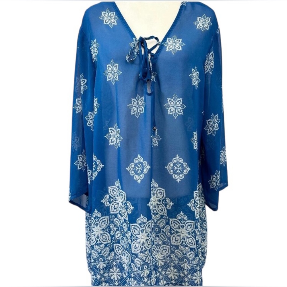 NWT PACIFIC BEACH BLUE SHEER BEACH COVER UP SIZE 1X